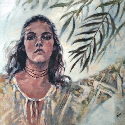 Sebevědomá Olívie - akryl, plátno 80x80cm,originál