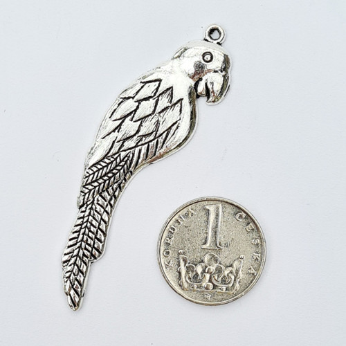 Přívěsek velký papoušek 54x15 mm, 5 ks