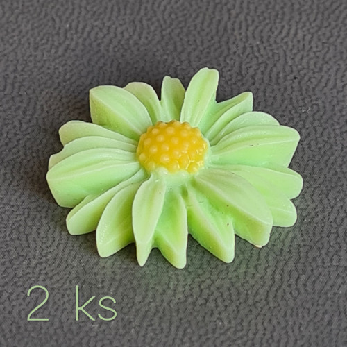 Kopretina XL světle zelená - kabošon 26 mm, 2 ks