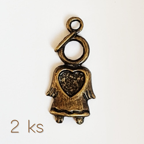 Anděl se srdcem 26x12 mm, 2 ks