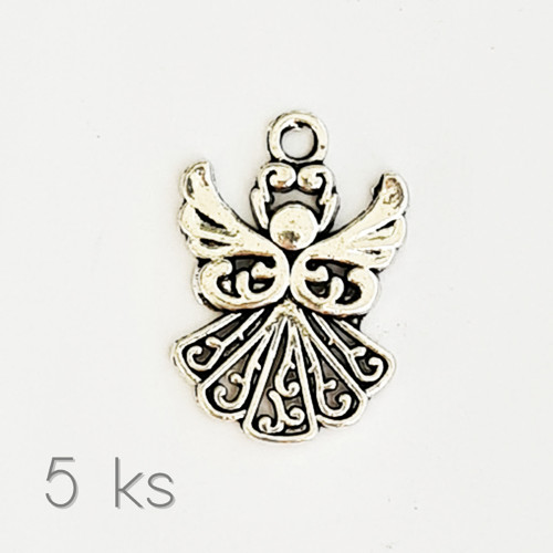 Krajkový anděl, 20x14 mm, 5 ks