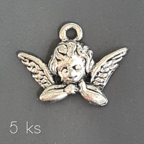Andělíček - hlava, 19x14 mm, 5 ks