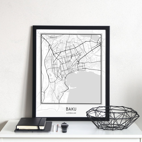 Plakát - mapa Baku