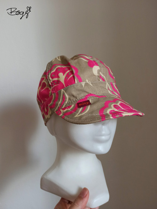 Dětská plátěná bekovka, béžová pink 51-53cm