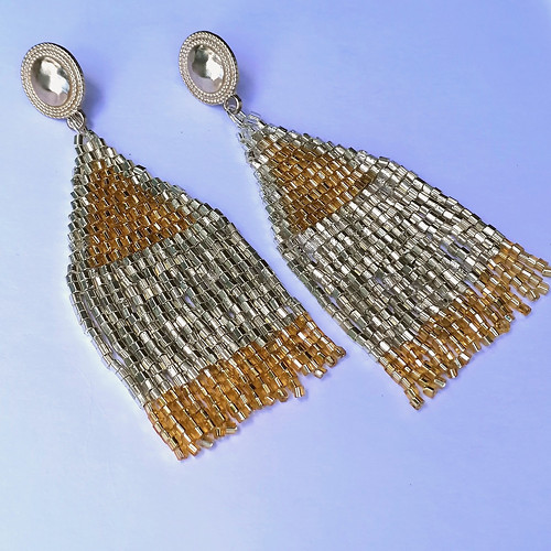 Art Deco Style-Fringe Beaded Earrings
