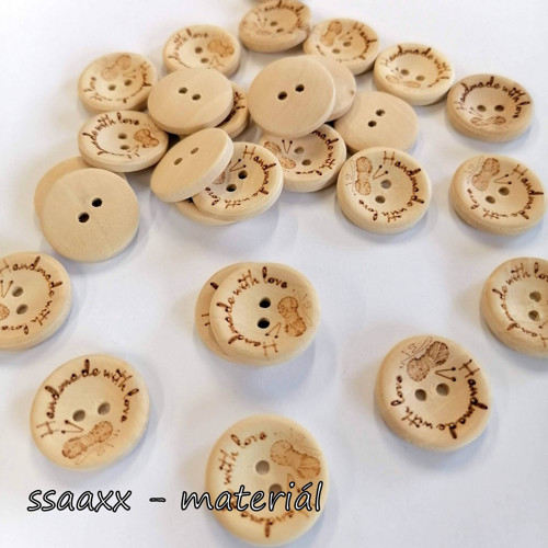 Dřevěný knoflík ~ 20 mm ~ Hand Made ~ 2ks