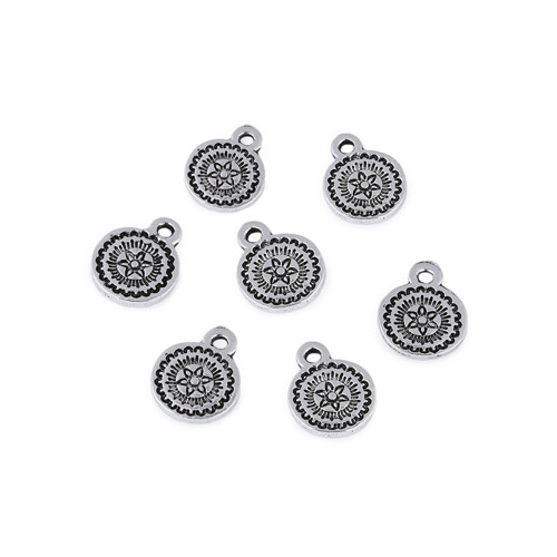 Mini přívěšek mandala starostříbro 8mm, 5ks