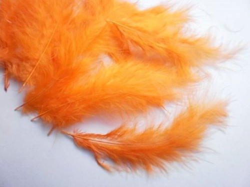 Peří ozdobné pomerančové 8-15cm/20 kusů