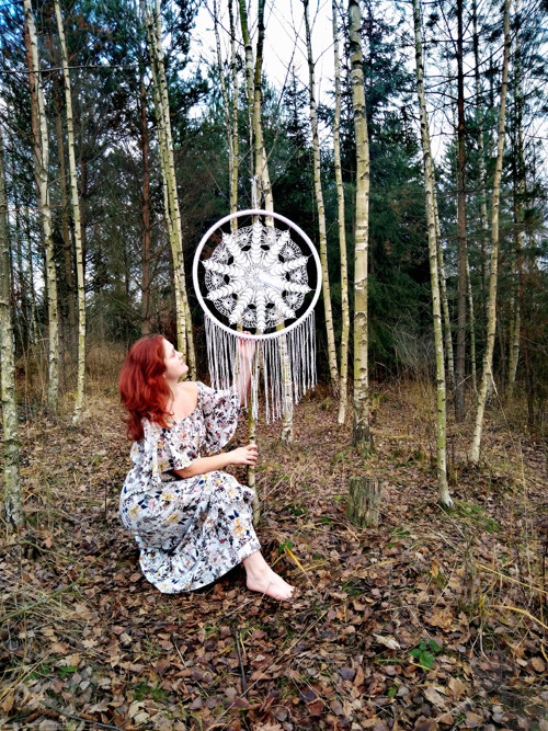Lapač snů, bílý, průměr kruhu 60 cm — foto 1