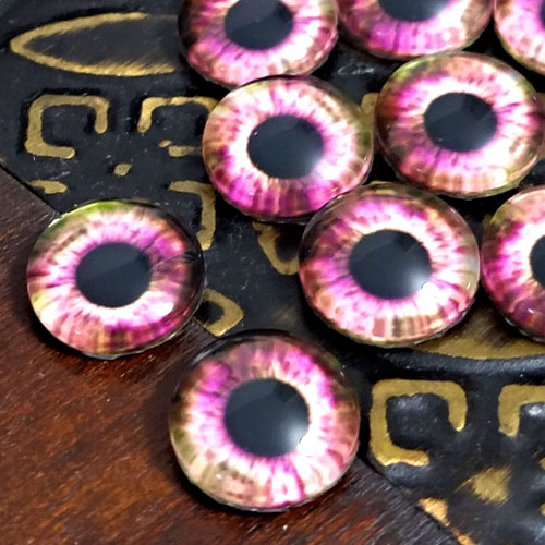 Skleněné kabošony s grafikou, 12mm - 2 kusy