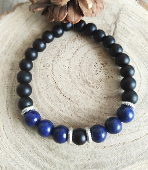 Náramek z lávy a Lapis Lazuli