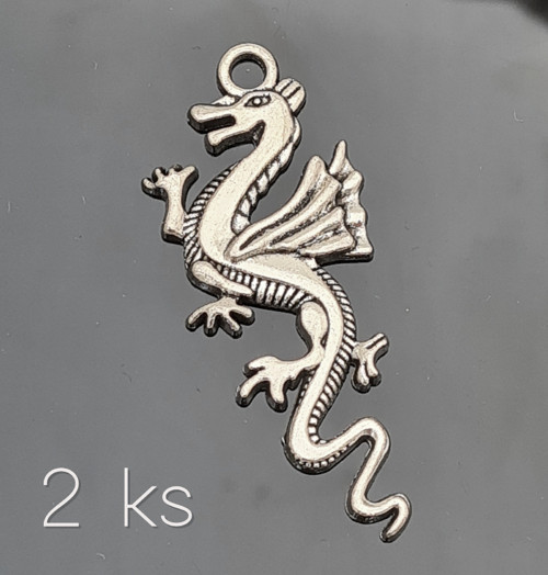 Velký drak s křídly 49x20 mm, 2 ks