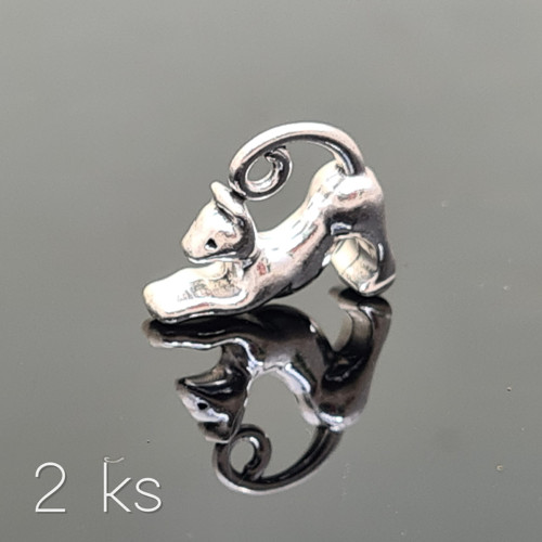 Kočka 3D "soška" II 17x13 mm, 2 ks