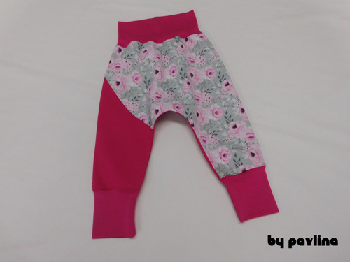 Jar.-podz. softshellové baggy2-Malinové + růžičky