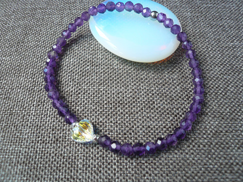 Broušený Ametyst*Swarovski srdíčko - 0,4
