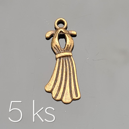 Šaty na vázačku, bronz 23x9 mm, 5 ks