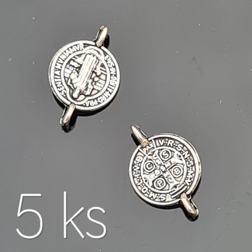 Medailonek Sv. Benedikta - spojka 14x9 mm, 5 ks