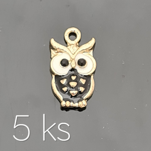 Černozlatá sova 20x11 mm, 5 ks — foto 1