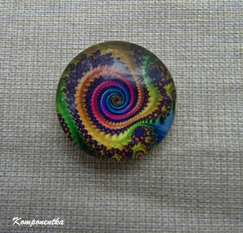Skleněný kabošon se spirálou 20mm 1kus