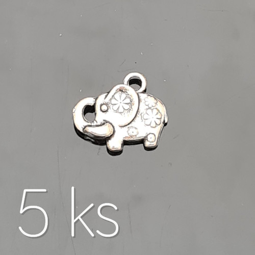 Slon s kytičkami 16x14 mm, 5 ks