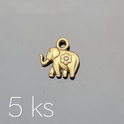 Slon indický s květem 12x12 mm, 5 ks