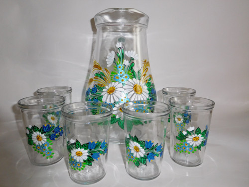 Džbánek na limonádu a 6 sklenice /lidový vzor