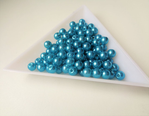 Voskované perličky 5mm tyrkys / 100 kusů