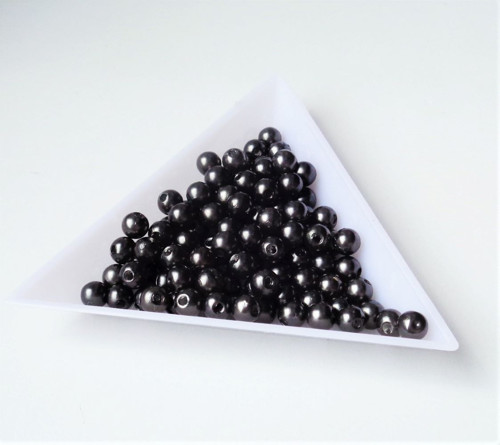 Voskované perličky 5mm černá metal / 100 kusů