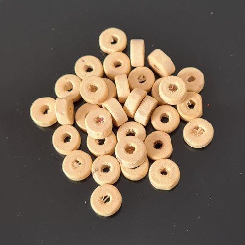 Dřevěné korálky - kroužky přírodní 8x3 mm 180 ks