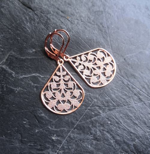 Náušnice*kapky ozdobné*rosegold — foto 1