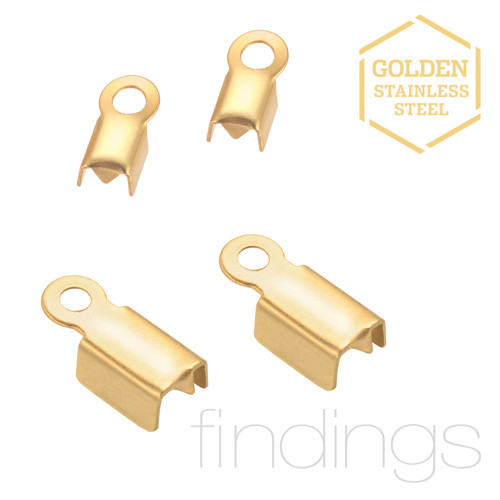 Koncovky nerez zlatá / Menší 8x3mm / 4ks