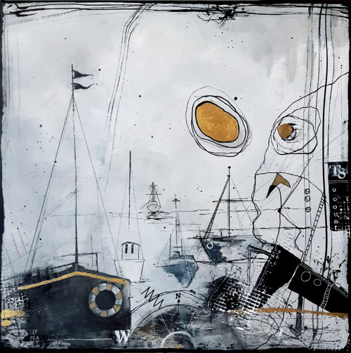 Golden harbor - 50x50cm — foto 1
