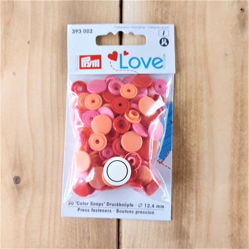 Patentky Color snaps Prym Love - mix do červena