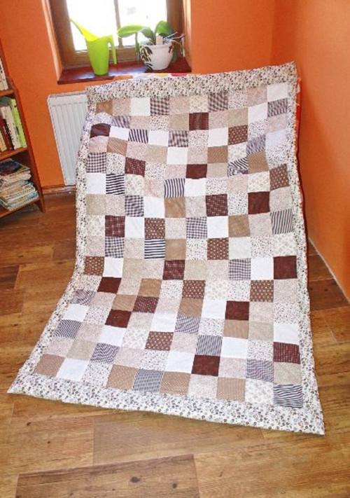 Hnědo - béžový ..přehoz či přikrývka patchwork