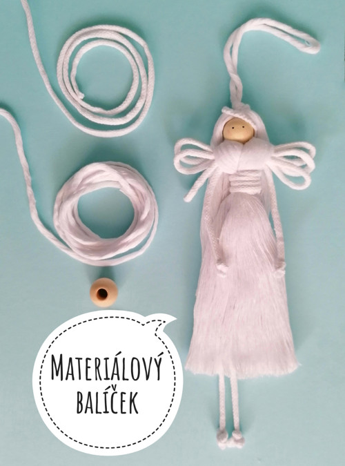 Materiálový balíček... Macrame andělka, panenka ..