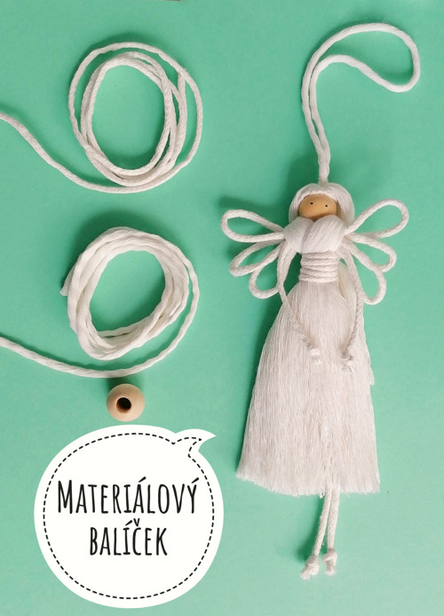 Materiálový balíček... Macrame andělka, panenka ..
