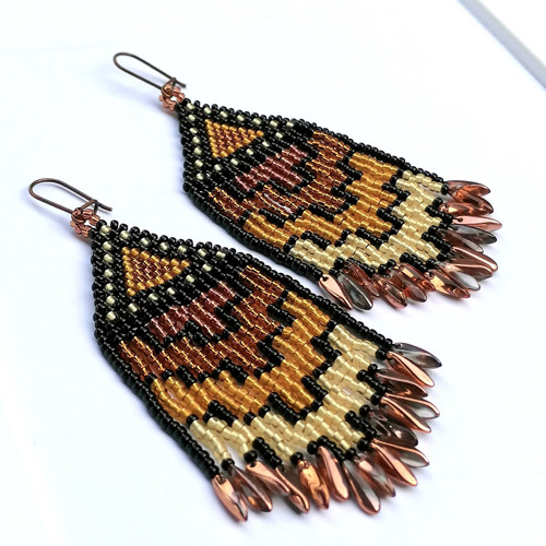 Aztec Beaded Fringe Earrings