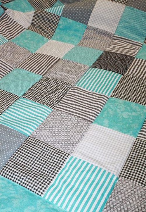 Tyrkysovo šedý ..přehoz či přikrývka patchwork