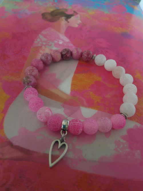 Náramek PINK HEART*achát