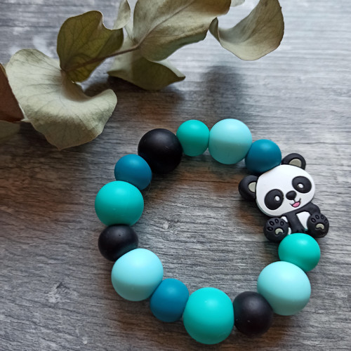 Kousátko kroužek- Tyrkys panda MINI