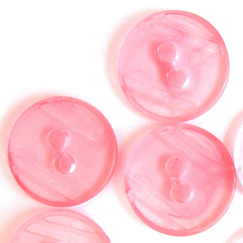 Knoflík růžový průsvitný, průměr 15 mm, set 7 ks