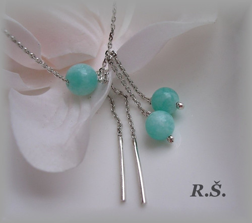 SADA s př. AMAZONITEM .kuličky 6,5 + 8,5 mm