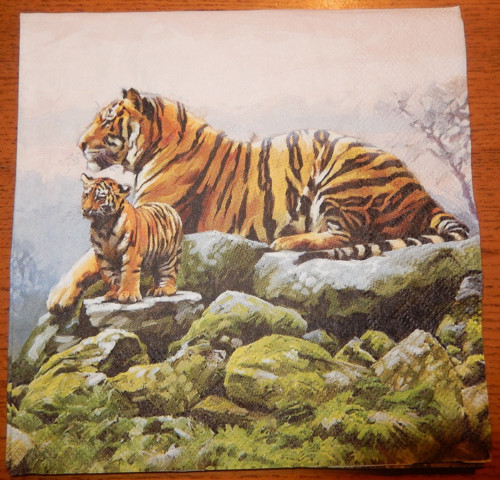 Ubrousek na decoupage - tygři