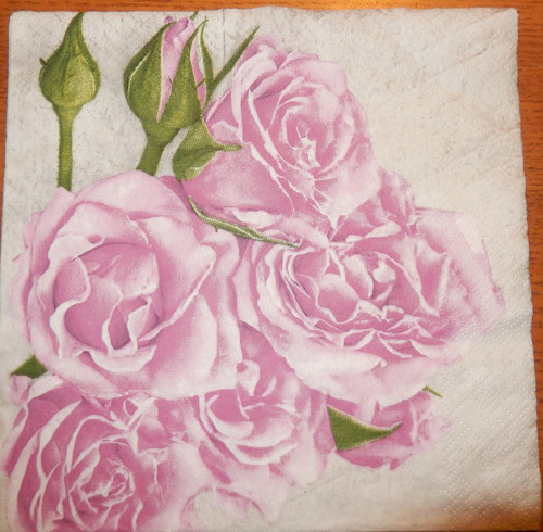 Ubrousek na decoupage - růže s poupaty