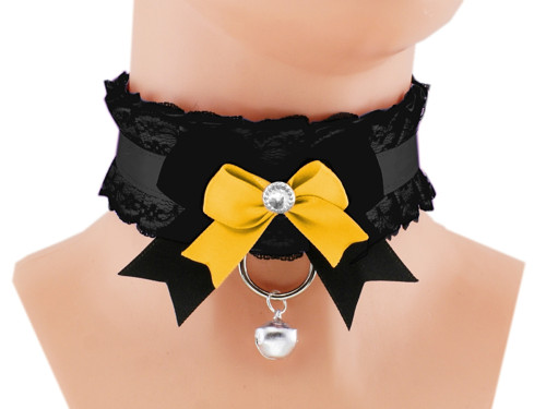 Kitten play collar, saténový obojek s rolničkou