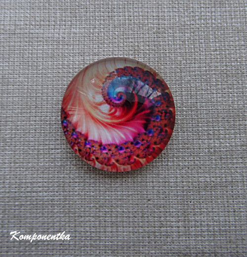 Skleněný kabošon se spirálou 20mm 1kus