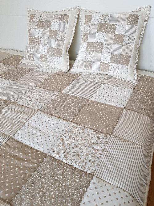 Patchworková deka: Béžovo- bílá — foto 1