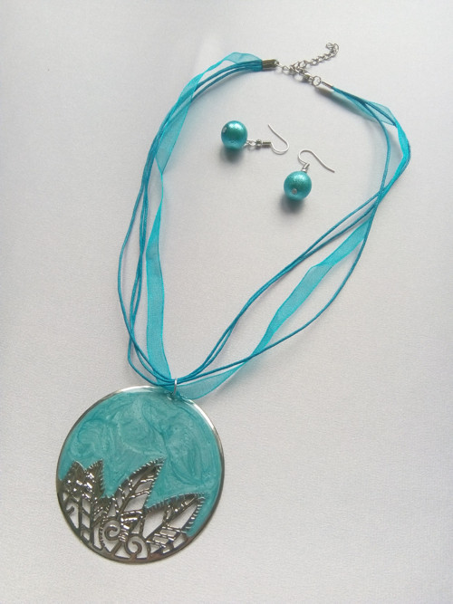 Sada náhrdelník a náušnice tyrkysový ornament