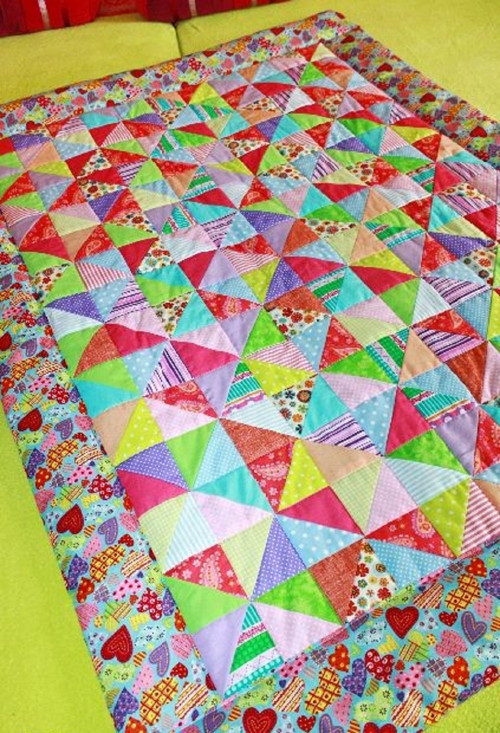 Cik cak barevný ..přikrývka patchwork