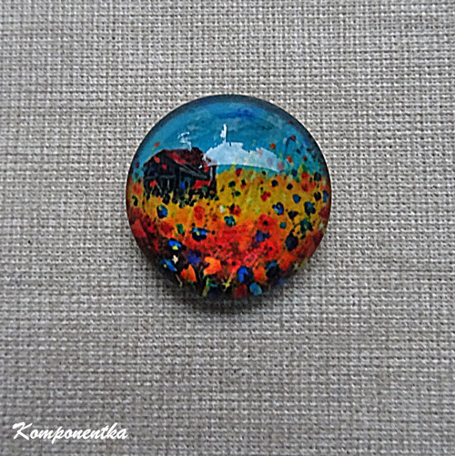 Skleněný kabošon květy 20mm 1kus
